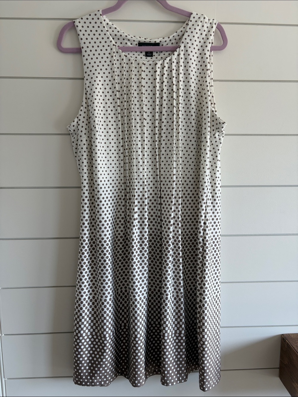 Perceptions Sleeveless Polka Dot Ombre Midi Dress - White and Brown